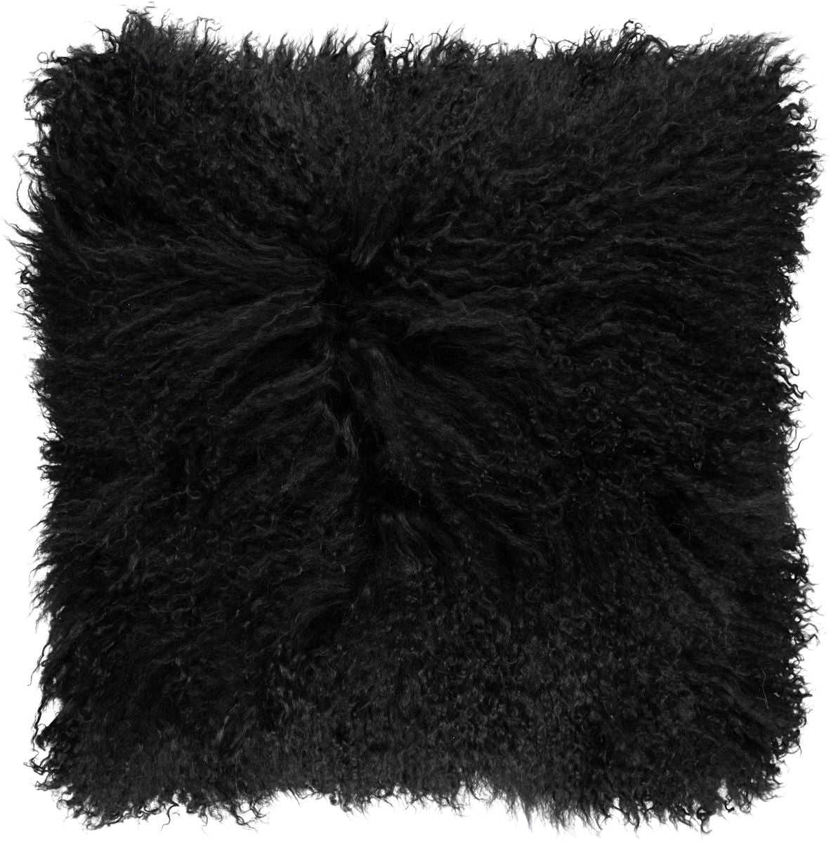 Curly Sheepskin Cushion | Doublesided | 22x22 in | 16x16 in Black