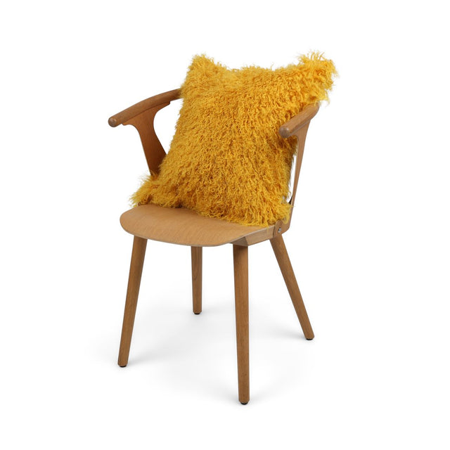 Sheepskin Cushion | Tibet | 20x20 in Mustard Yellow