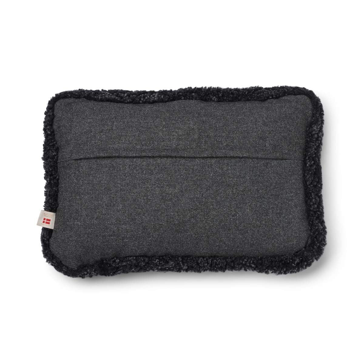 Short-Wool Sheepskin Cushion | SW trim | 20x20 in | 13x20 in Charcoal/Anthracite