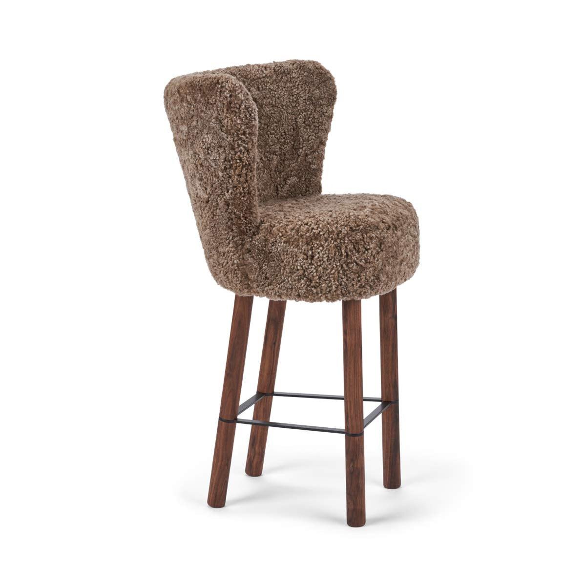 Emilia Bar Stool Taupe / Walnut Legs w. Black Steel Frame