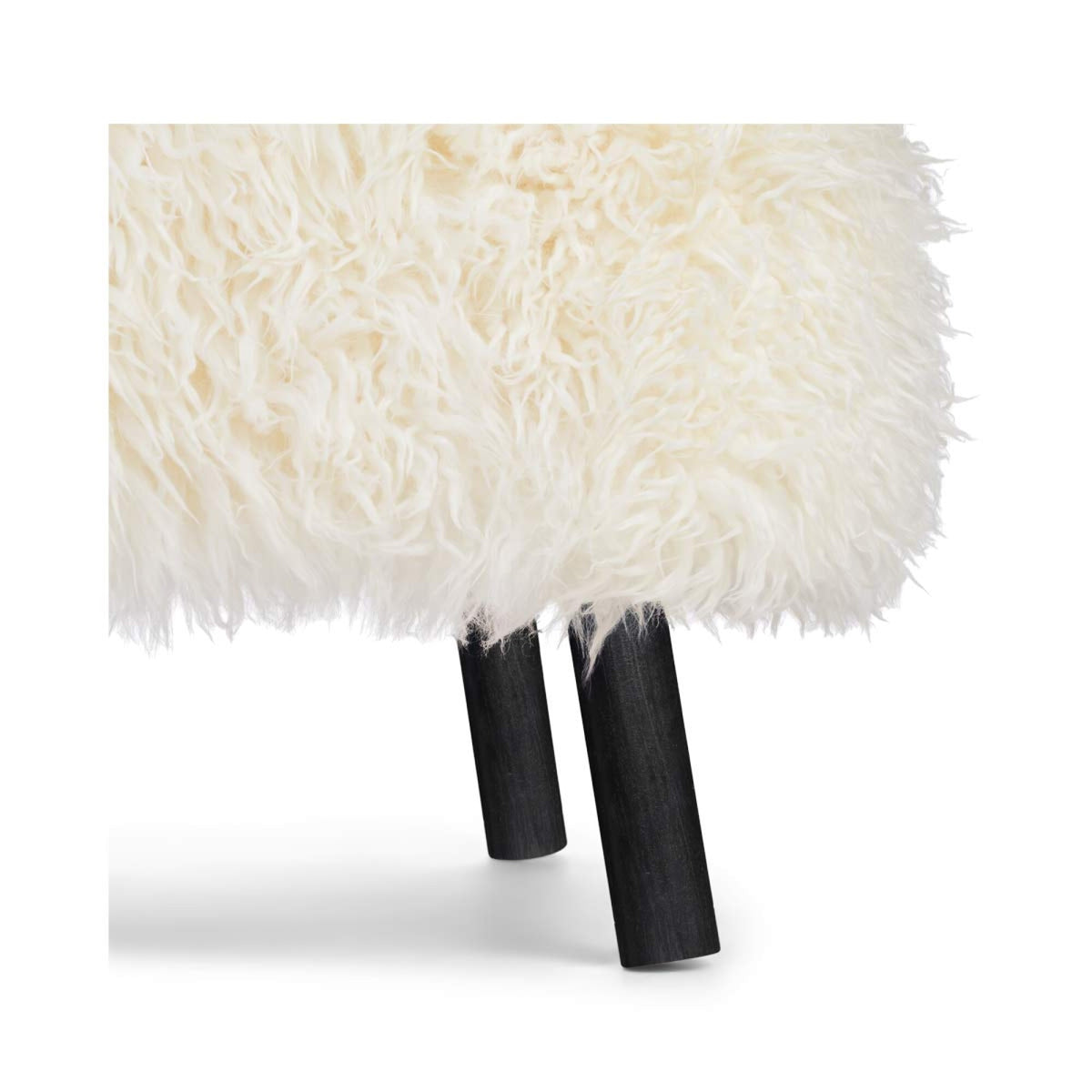 Emily Lounge Chair | Long Wool Snow White / Black Beech Legs