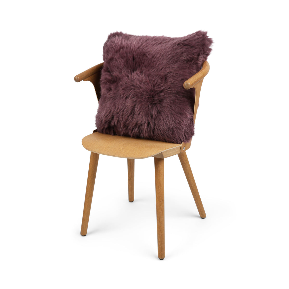 Sheepskin Cushion | Long Wool | New Zealand | Square Aubergine