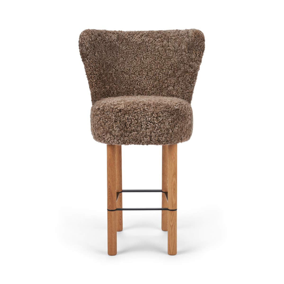 Emilia Bar Stool Taupe / Oak Legs w. Black Steel Frame