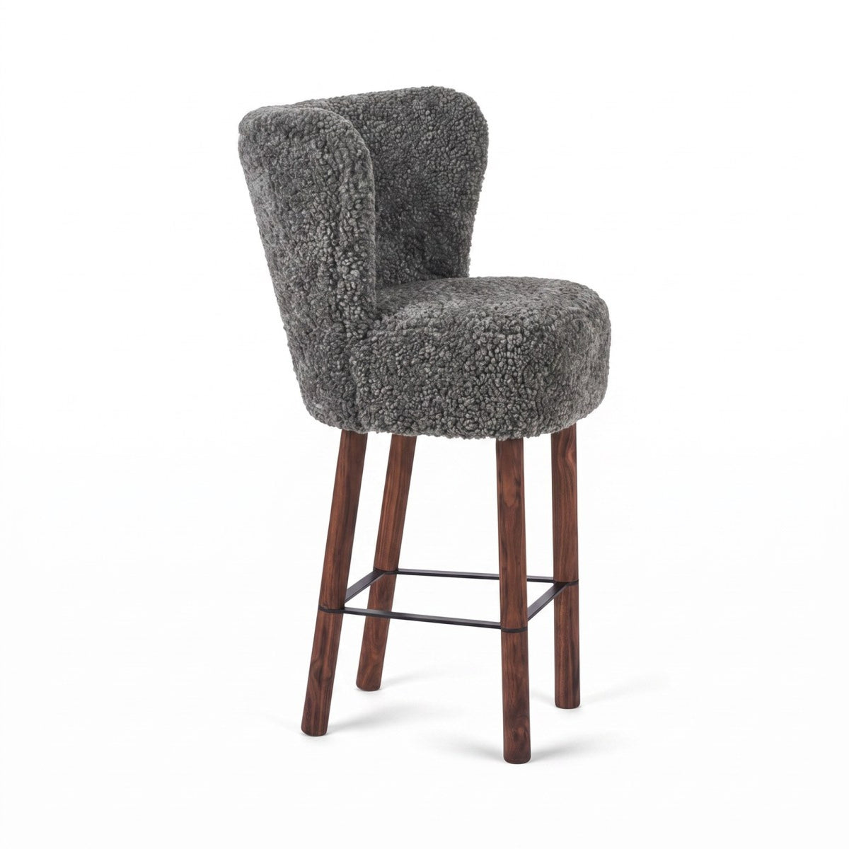 Emilia Bar Stool Graphite / Walnut Legs w. Black Steel Frame