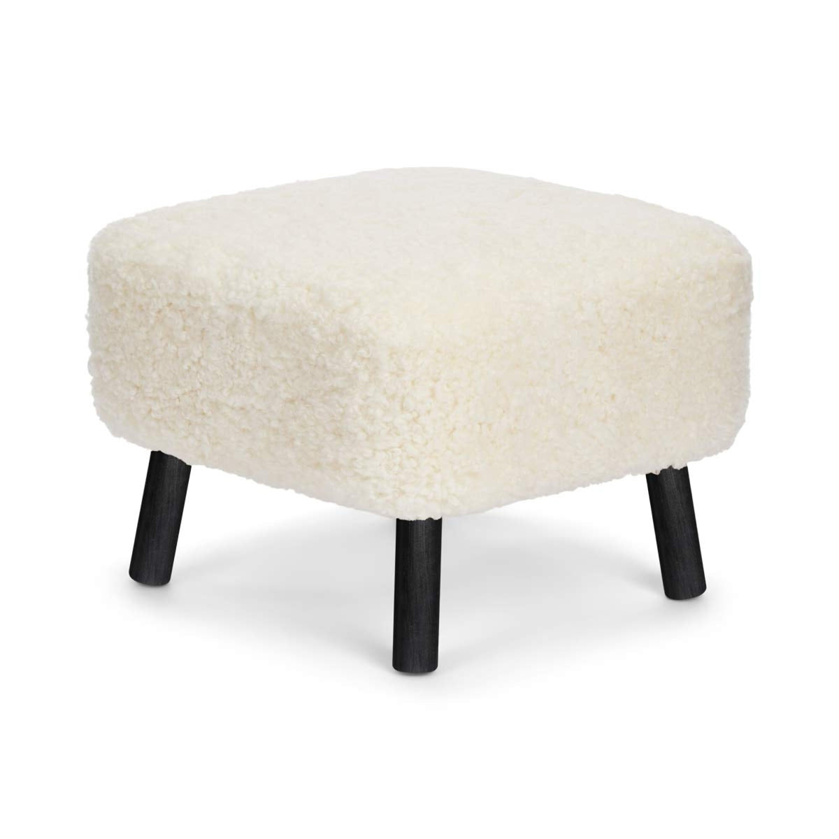 Emily Foot Rest | Short Wool Ivory / Black Beech Legs