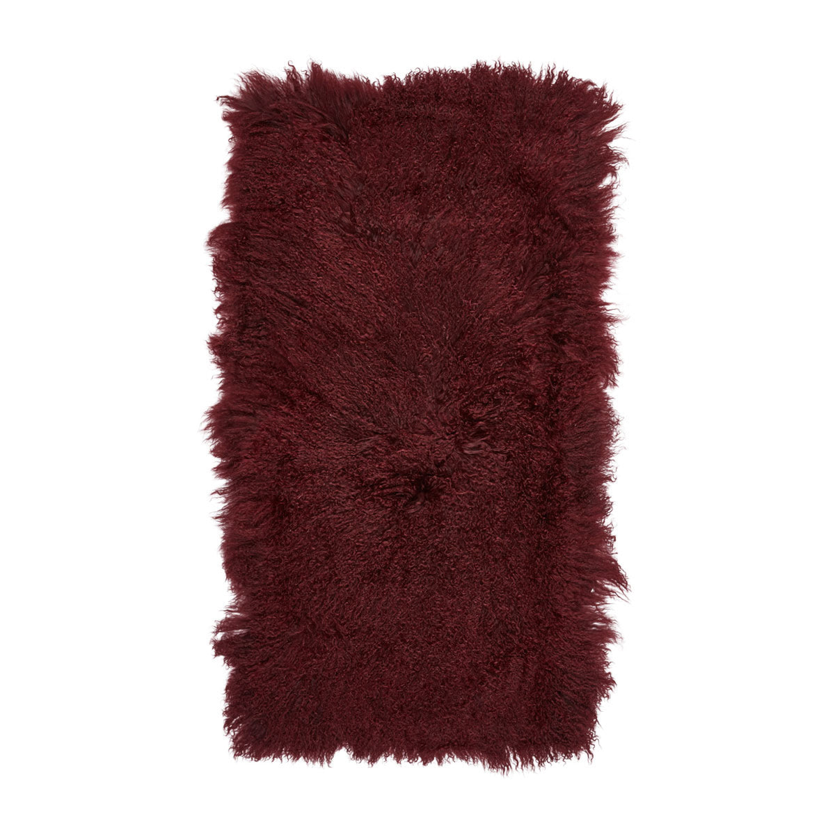 Plaid of Curly Sheepskin | 24x47 in Burgundy
