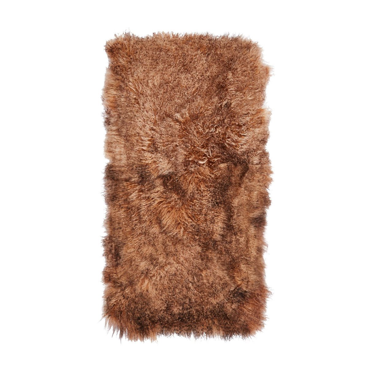 Plaid of Curly Sheepskin | 24x47 in Sunset