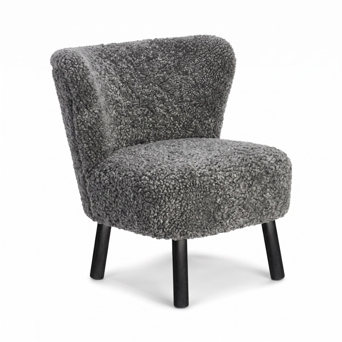 Emily Lounge Chair | Short Wool Graphite / Black Beech Legs