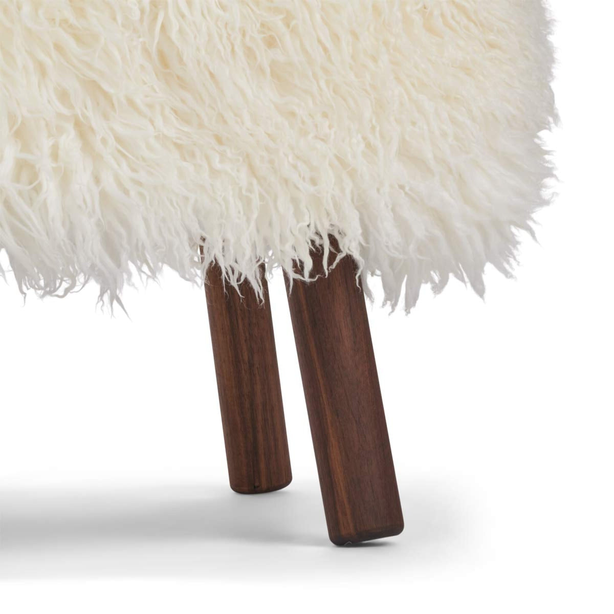 Emily Lounge Chair | Long Wool Snow White / Walnut Legs