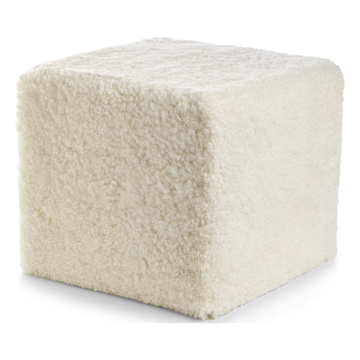 Short Wool Curly Sheepskin Pouf