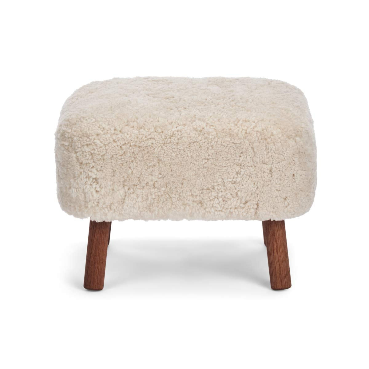 Emily Foot Rest | Short Wool Pearl / Walnut Legs