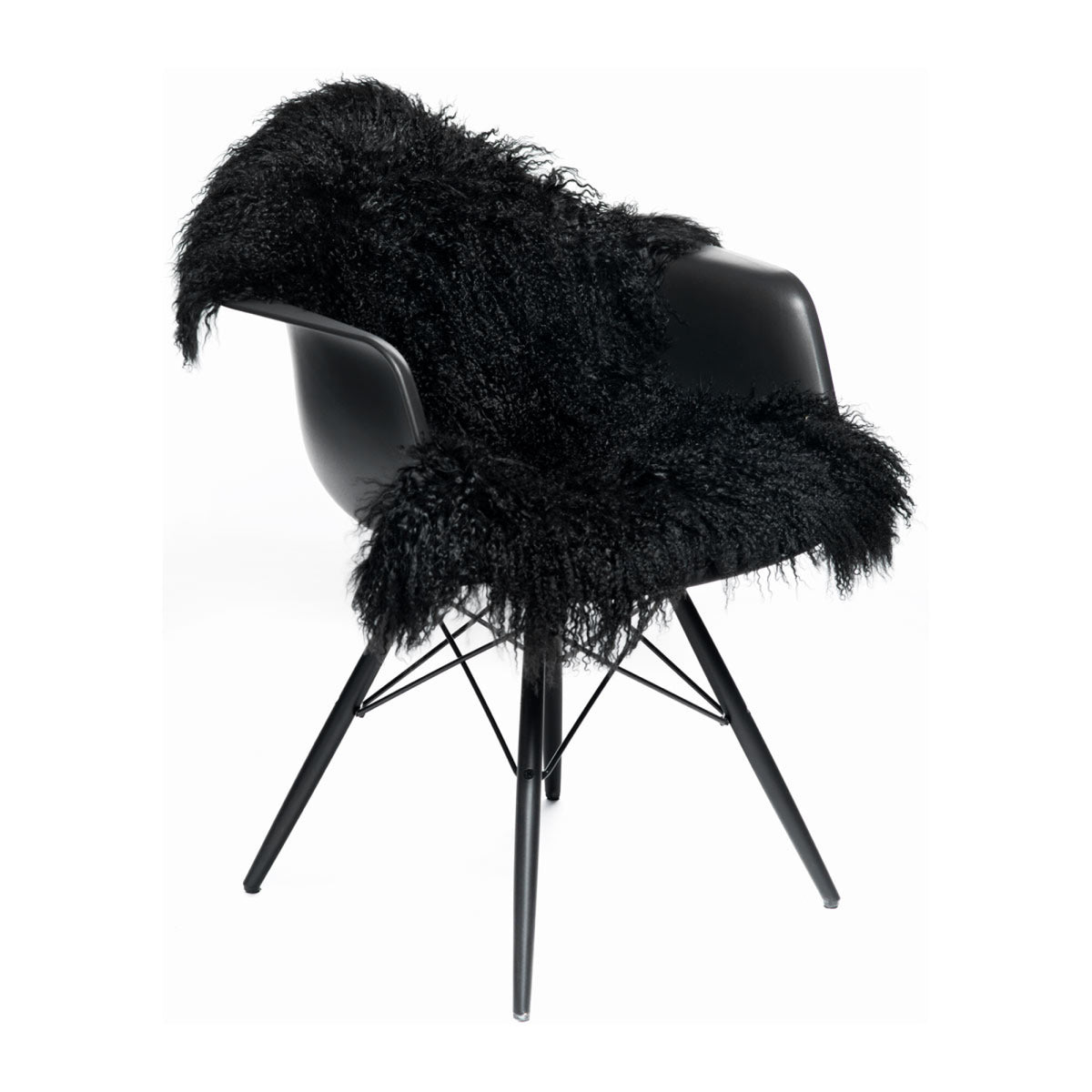 Curly Sheepskin | Mongolian | 53x20 in Black