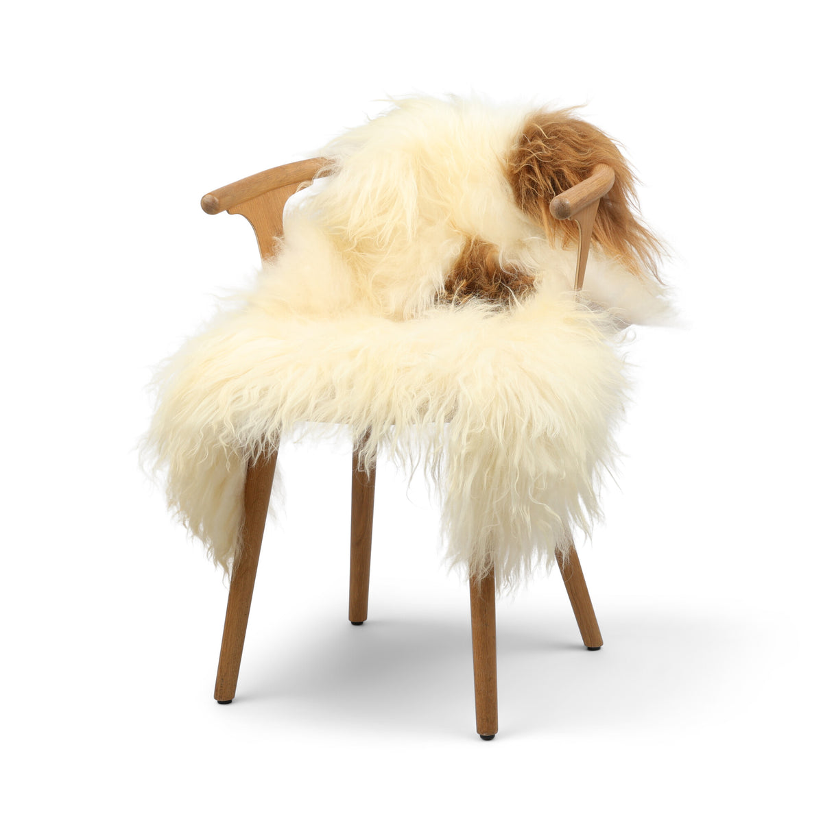 Icelandic Sheepskin | Long Wool | 35x24 in Brown/White