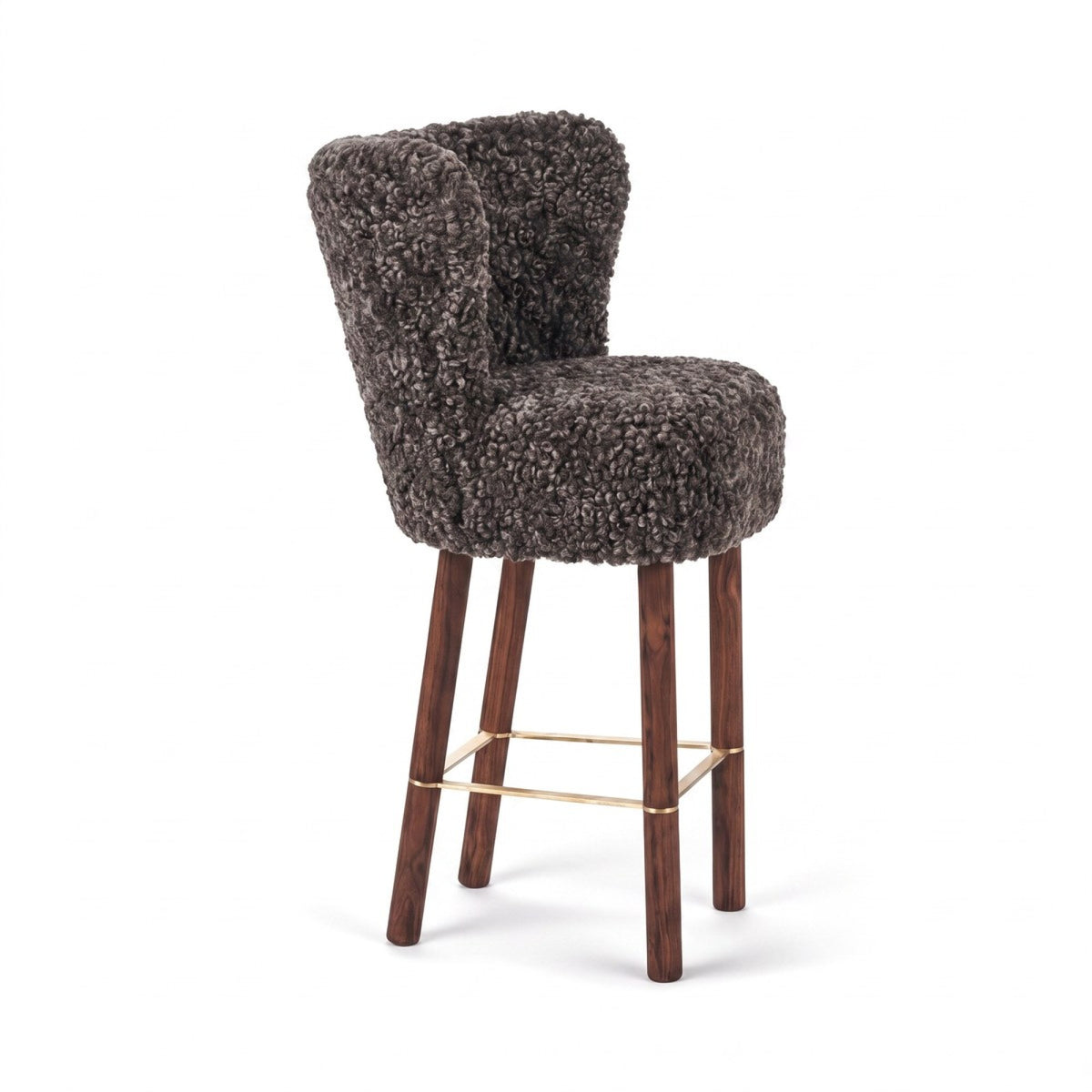 Emilia Bar Stool Cappuccino / Walnut Legs w. Brass Frame