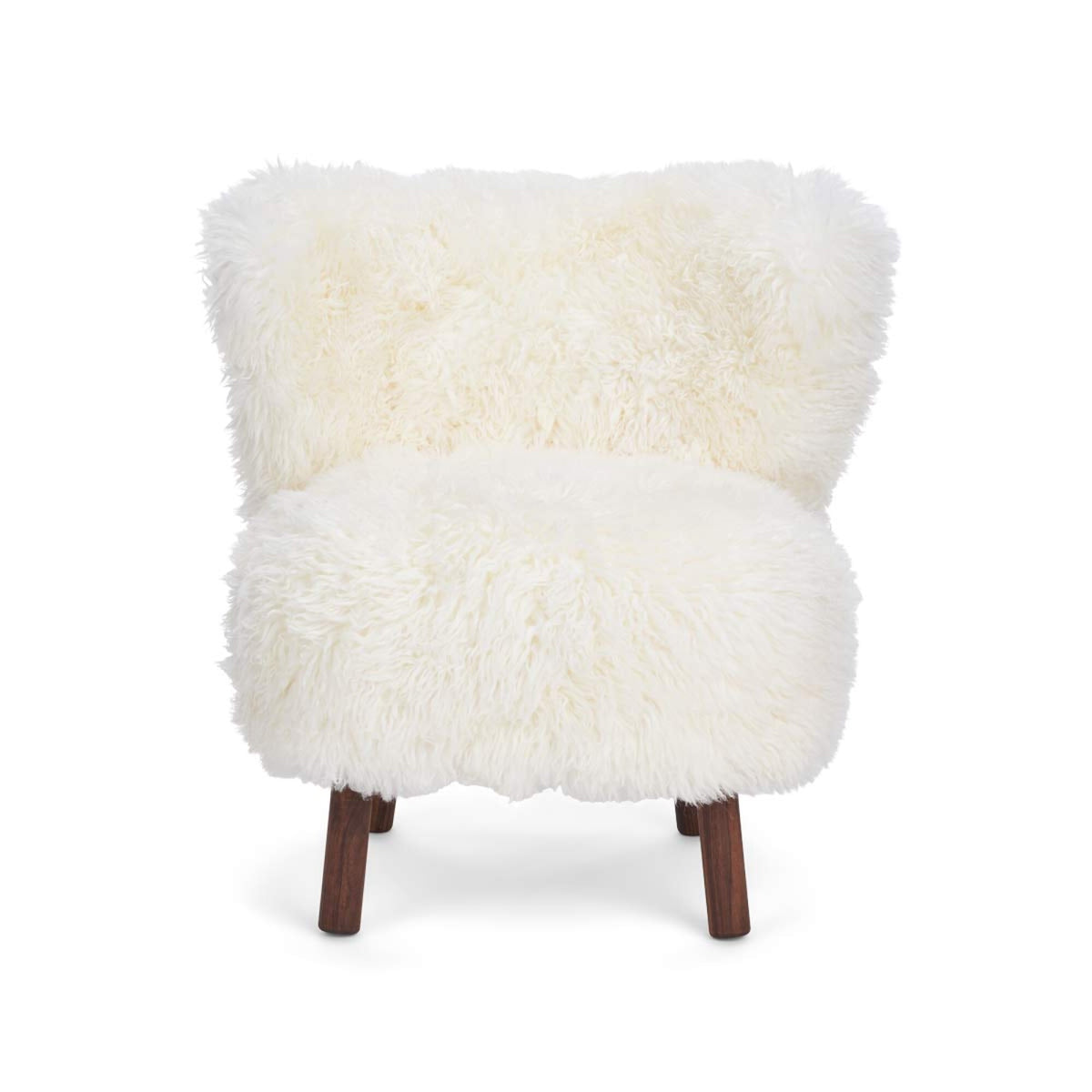 Emily Lounge Chair | Long Wool Snow White / Walnut Legs