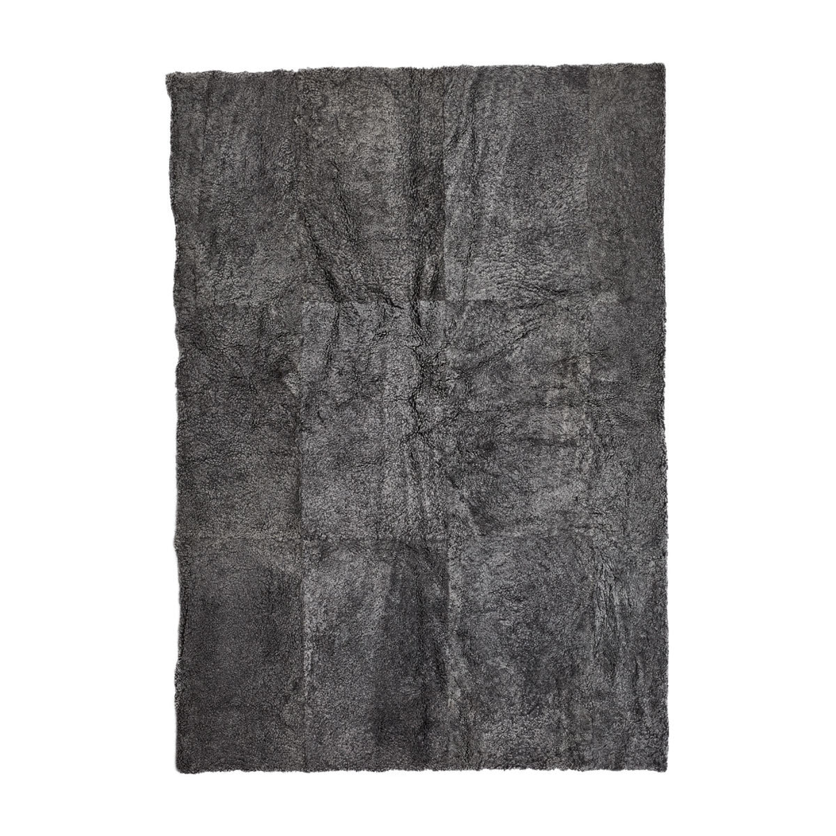 Short Wool Curly Sheepskin Design Rug Graphite / 138x98 in