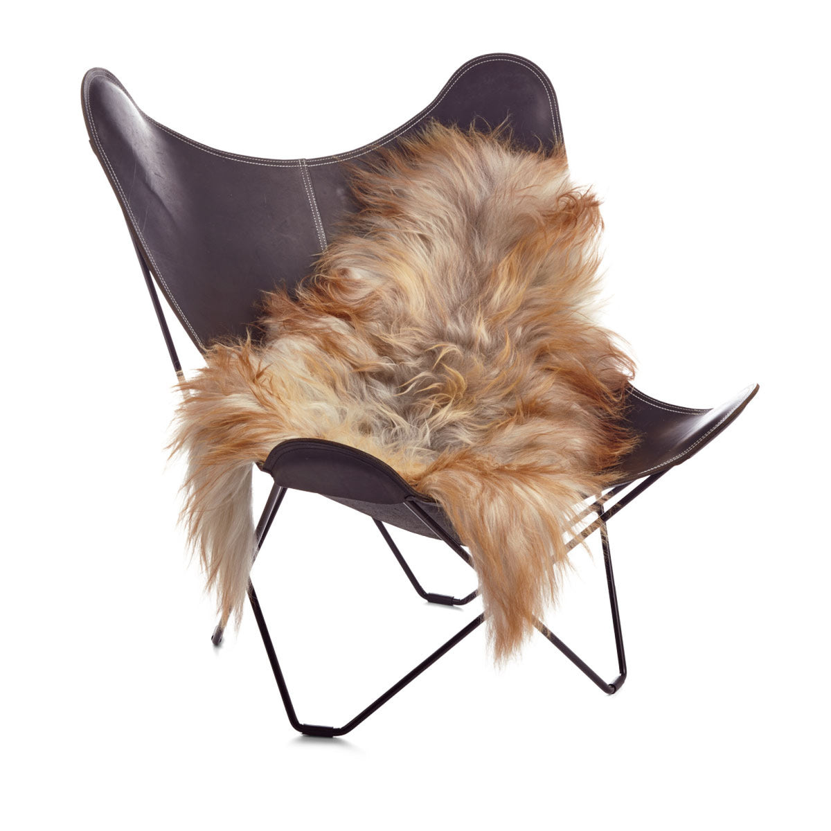 Icelandic Sheepskin | Long Wool | 47+ in Natural Grey Caramel