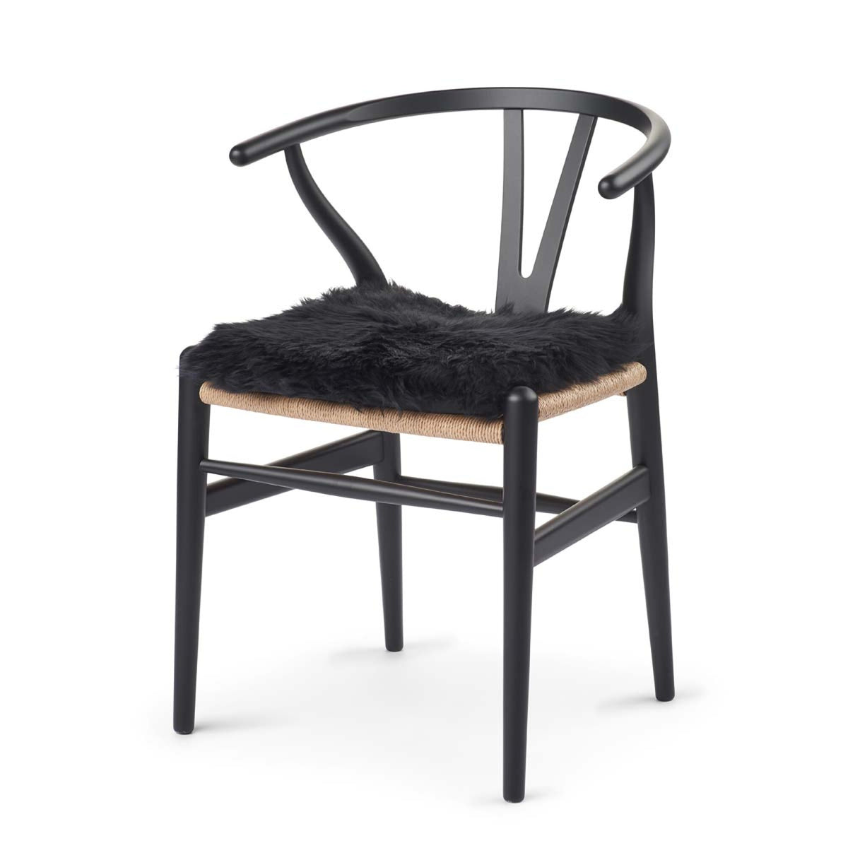 Seat Cover | Long Wool Sheepskin | With Filling Black