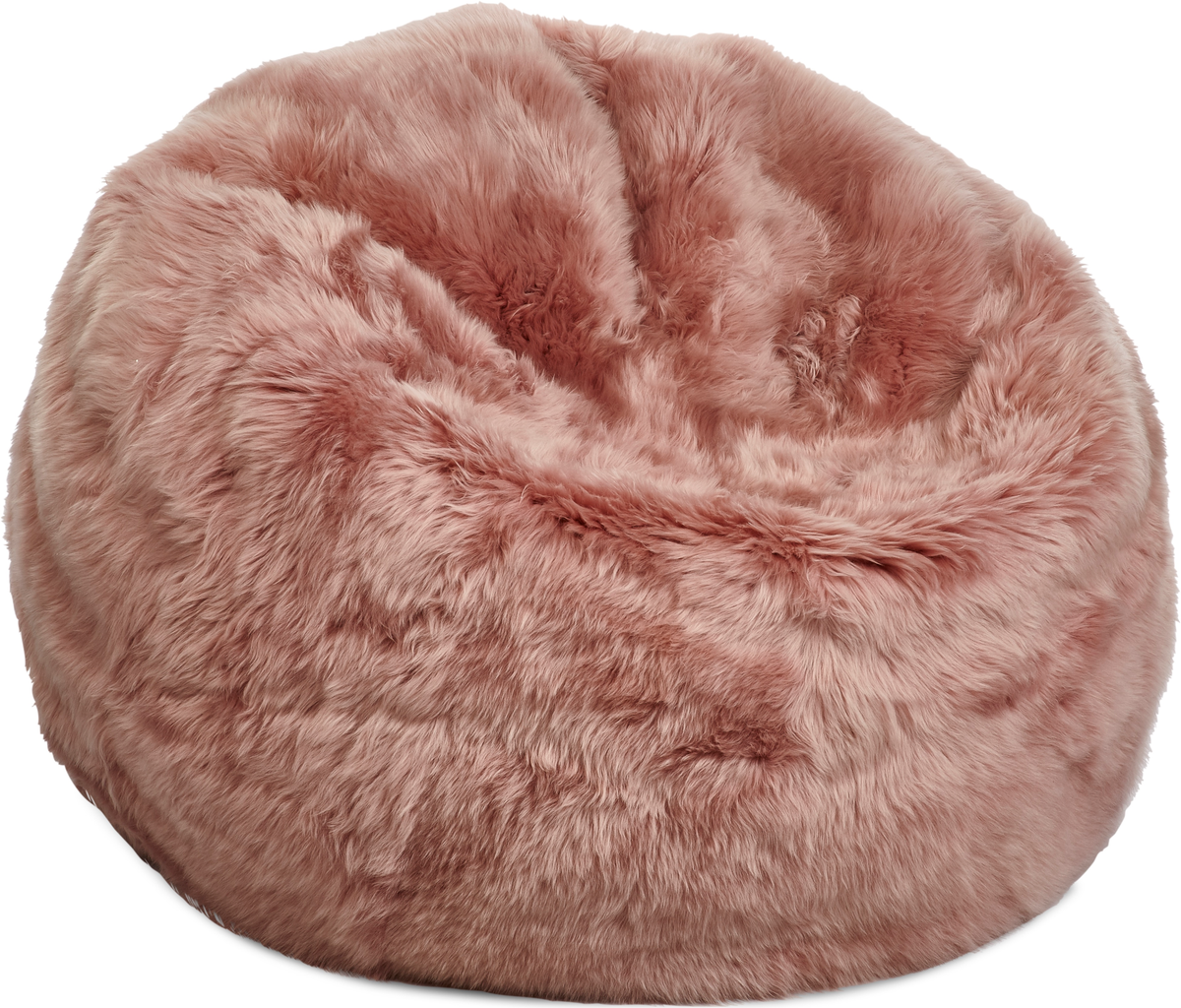 Round Sheepskin Bean Bag | Long Wool | Large | Rose