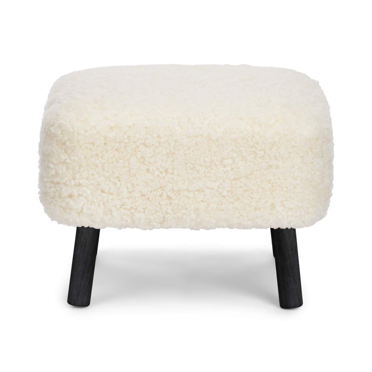 Emily Foot Rest | Short Wool Ivory / Black Beech Legs