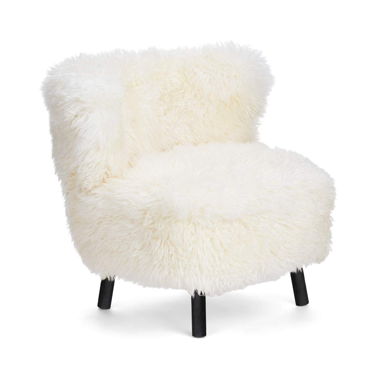 Emily Lounge Chair | Long Wool Snow White / Black Beech Legs