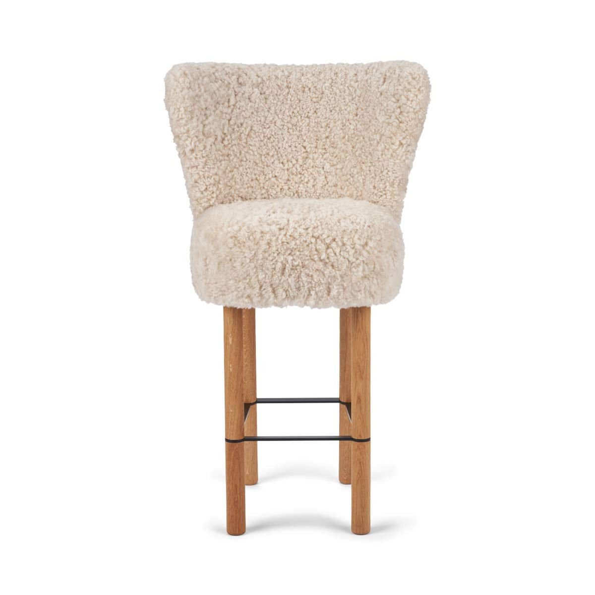 Emilia Bar Stool Pearl / Oak Legs w. Black Steel Frame