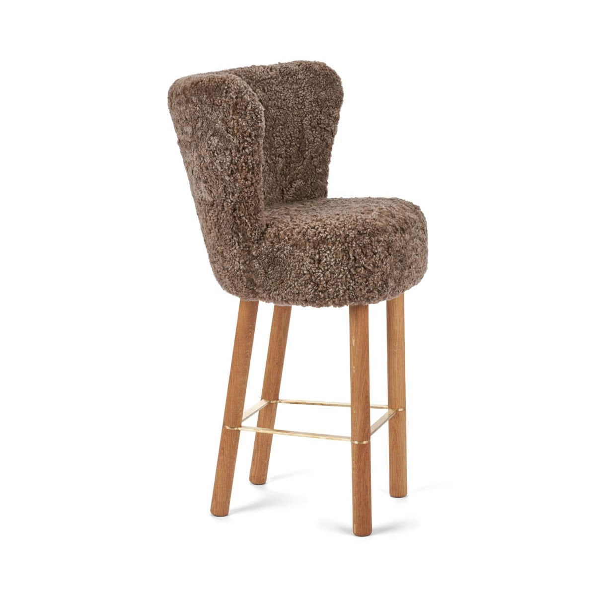 Emilia Bar Stool Taupe / Oak Legs w. Brass Frame
