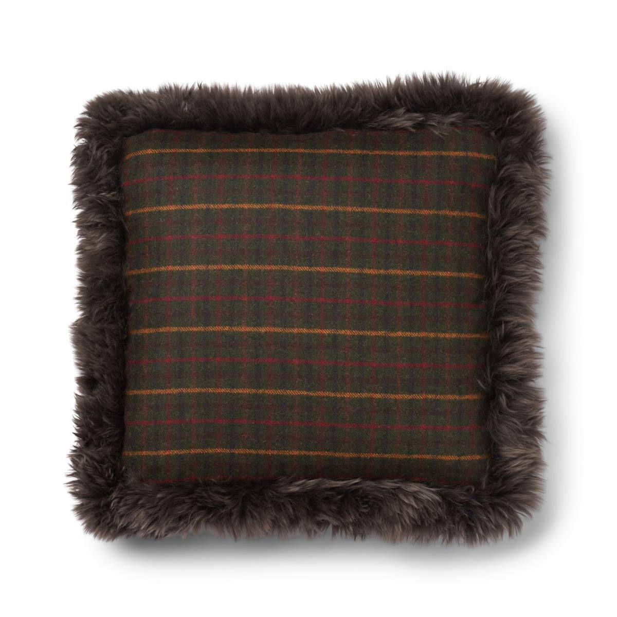 Wool Cushion | Doublesided | LW trim | 20x20 in | 13x20 in Kilberry Fir-Dark Green/Walnut / 20x20 in