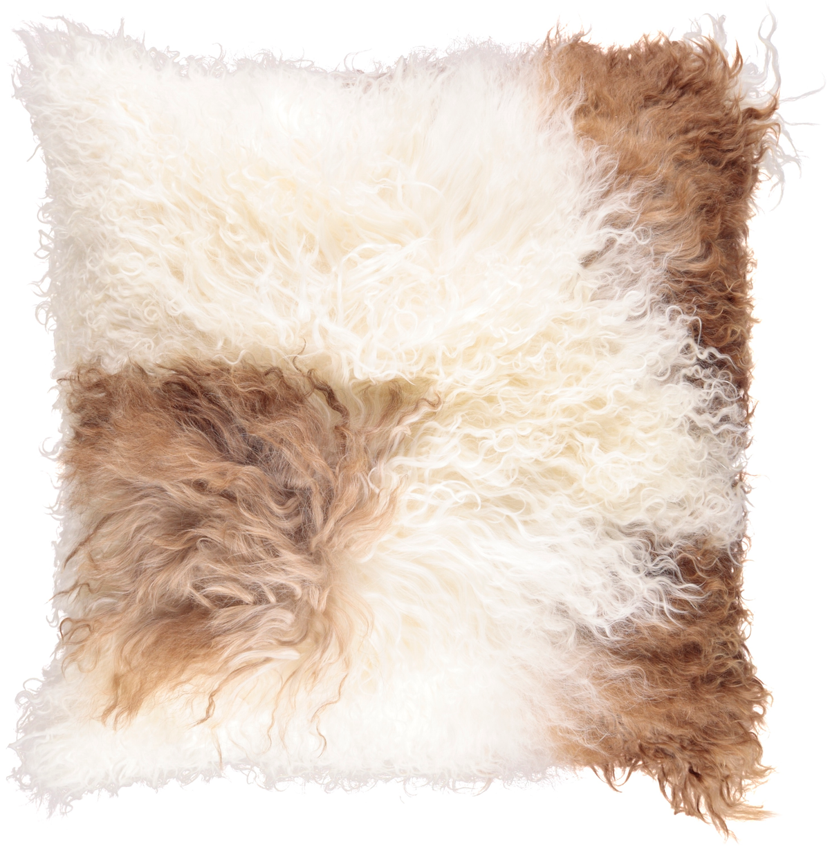 Curly Cushion | 16x16 in White/Brown/Mix