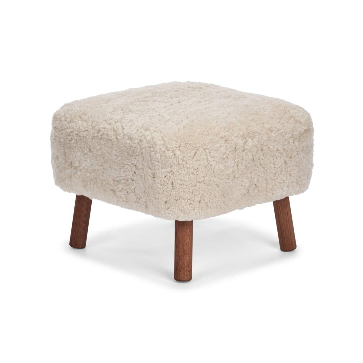 Emily Foot Rest | Short Wool Pearl / Walnut Legs