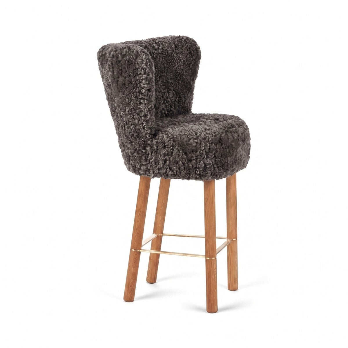 Emilia Bar Stool Cappuccino / Oak Legs w. Brass Frame