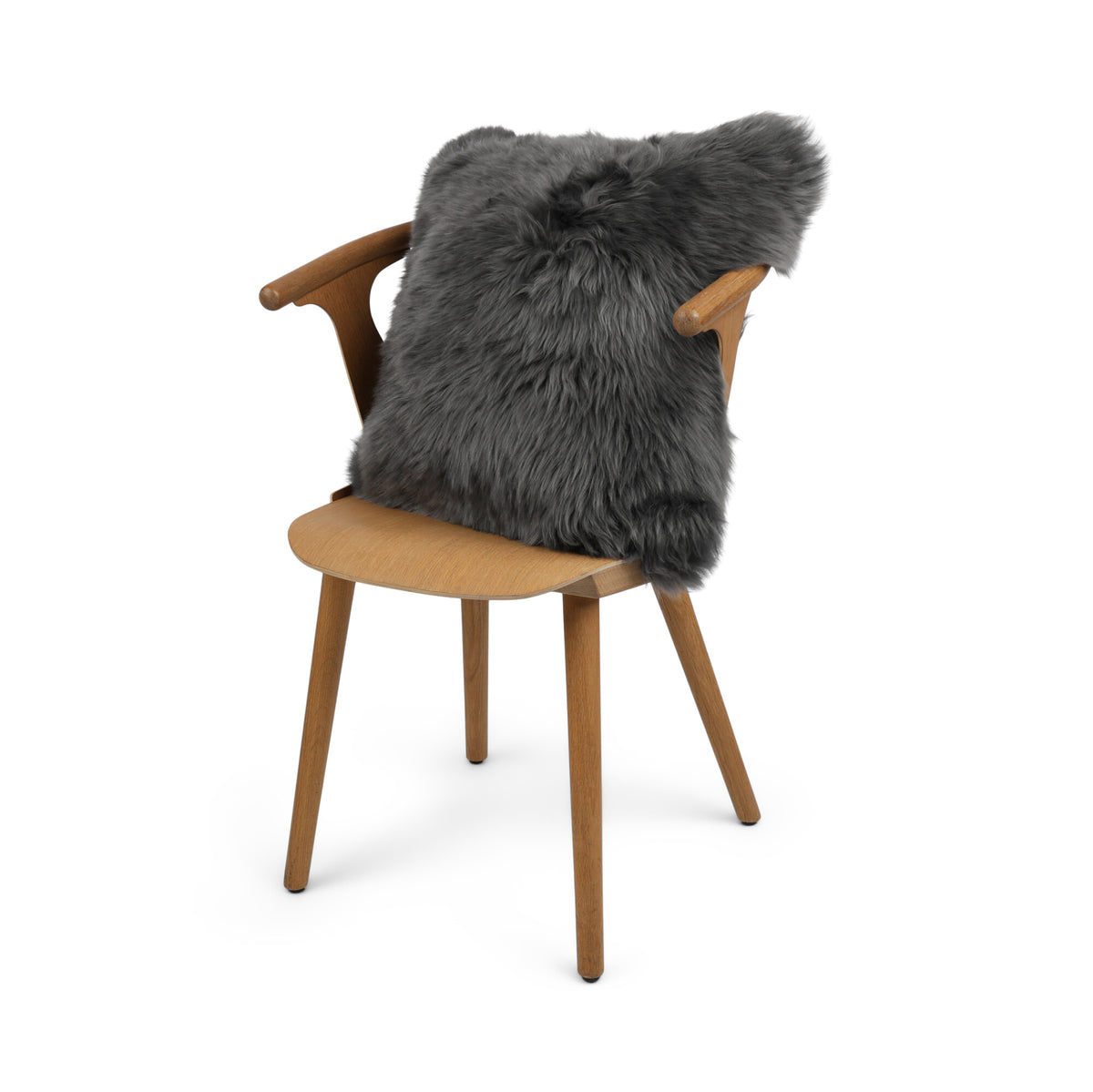 Sheepskin Cushion | Long Wool | New Zealand | Square Steel
