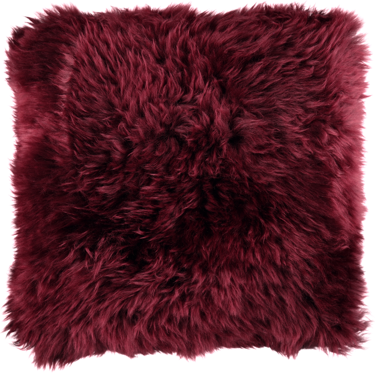 Long-Wool Sheepskin Cushion | 20x20 in Burgundy